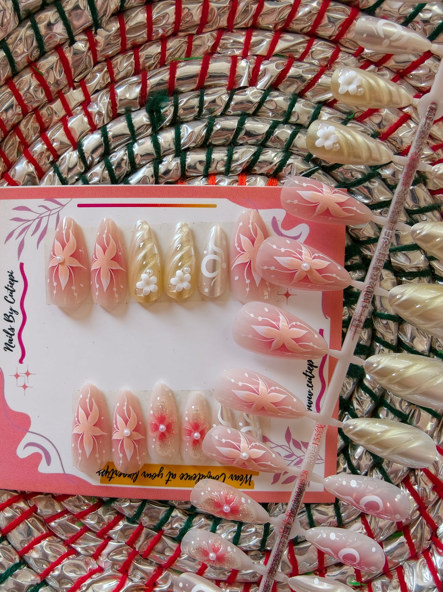 Jasmine Beauty- Premium 3d Handmade Nails with Application kit