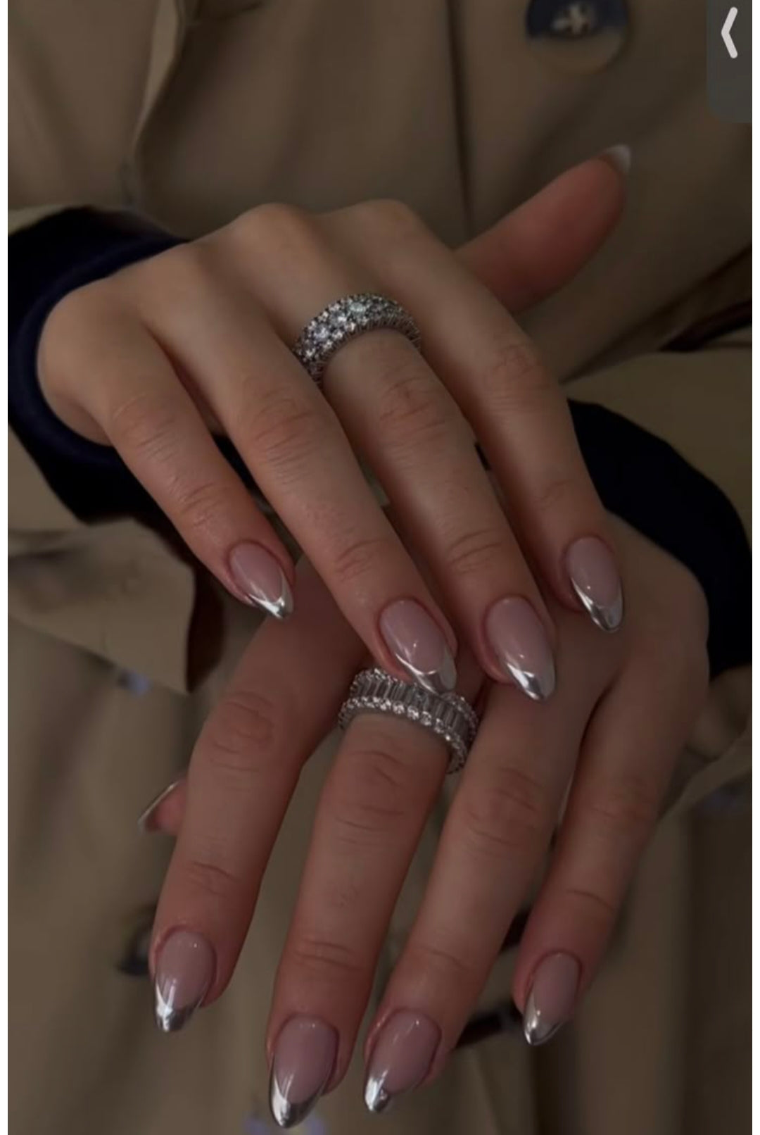 French Glam - Silver tips 30pcs Nail set with application kit