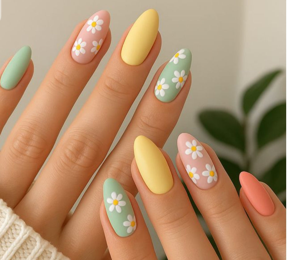 Vacation Vibe-Trendy Floral Nails - 24 pcs with Application kit