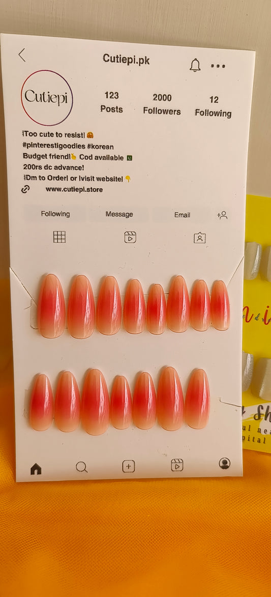 Sunset Glaze – 24pcs Glossy Almond Nail Set with Application Kit