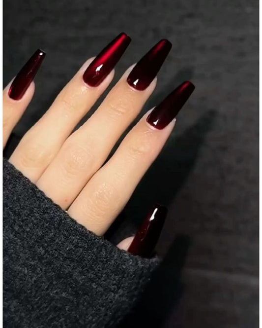 Party Glam-10 pcs Long Cat eye Nails with Application Kit