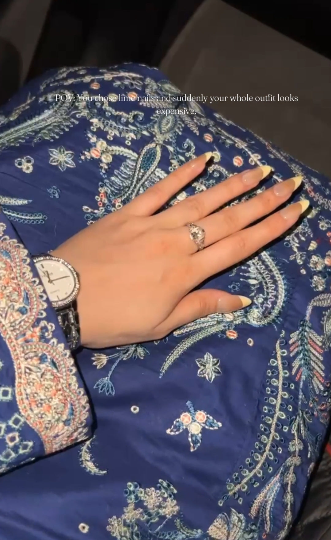Unique French-Premium Lime Cat eye Nails with Application Kit (Eid Special)