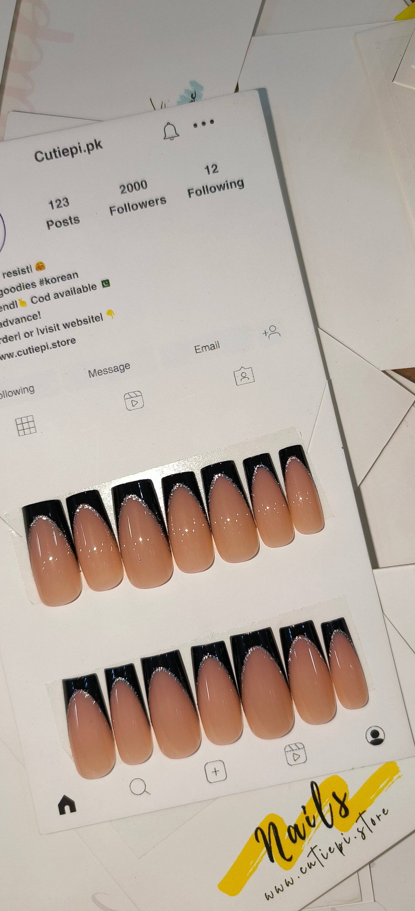 Glitter French Tips- 6 Variants 24pcs with Free application kit
