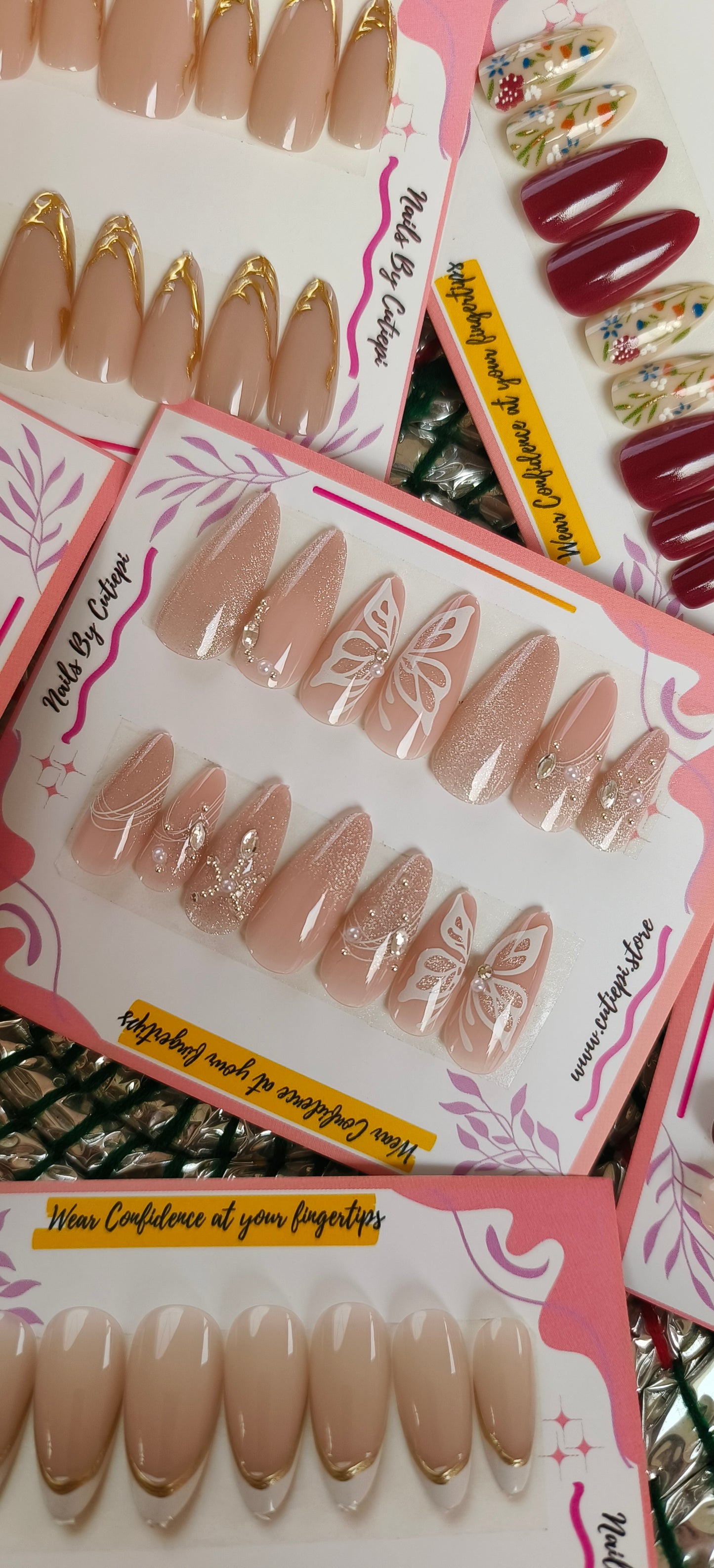 Butterfly Wings-Handmade Cat eye Nails with Application Kit