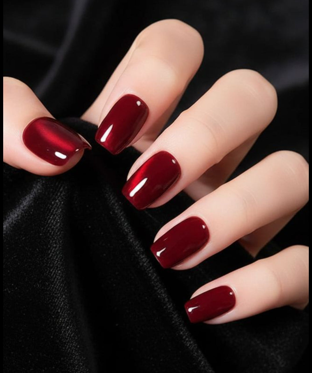Deep Red-20pcs a Mini Square Cat eye Nails with application kit