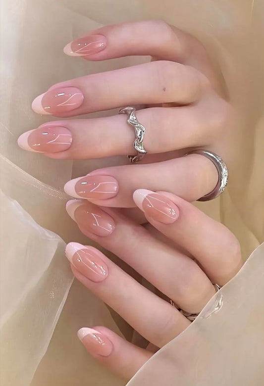 Nude French- 20pcs Premium French Nails with Application Kit
