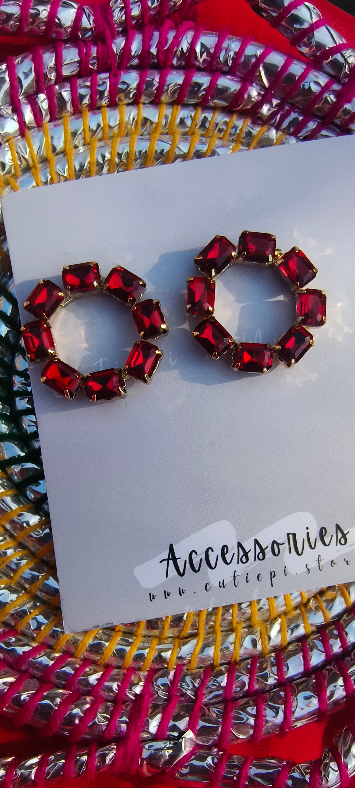 Radiant Red Zircon Hoops