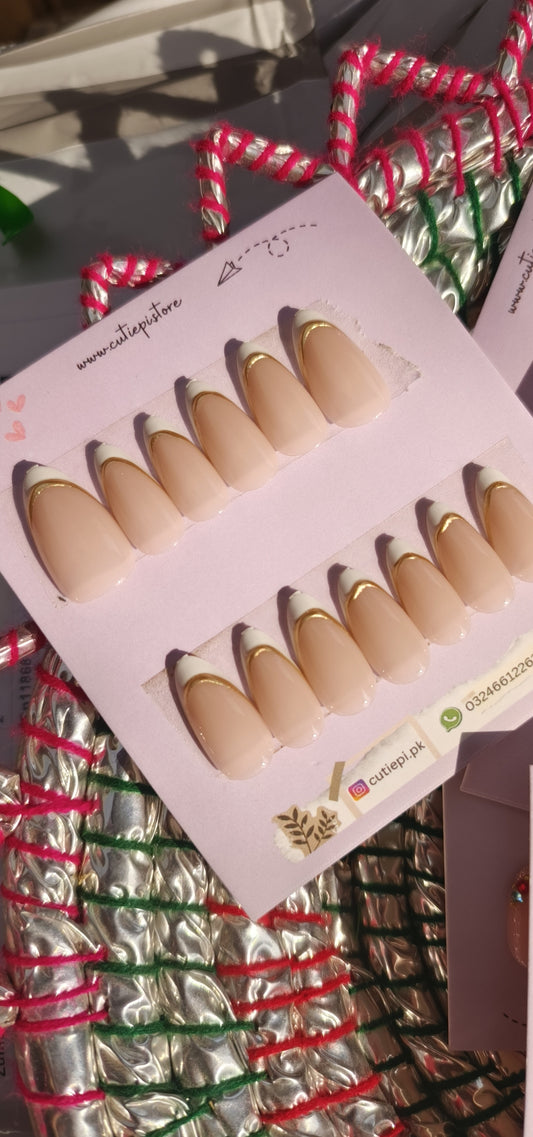 Elegant French-24pcs Premium Nails With Application Kit