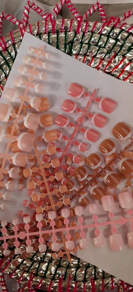Toe Nail Deal- Pack of 3 Stylish Sets- Random Styles (With Application Kit) Random