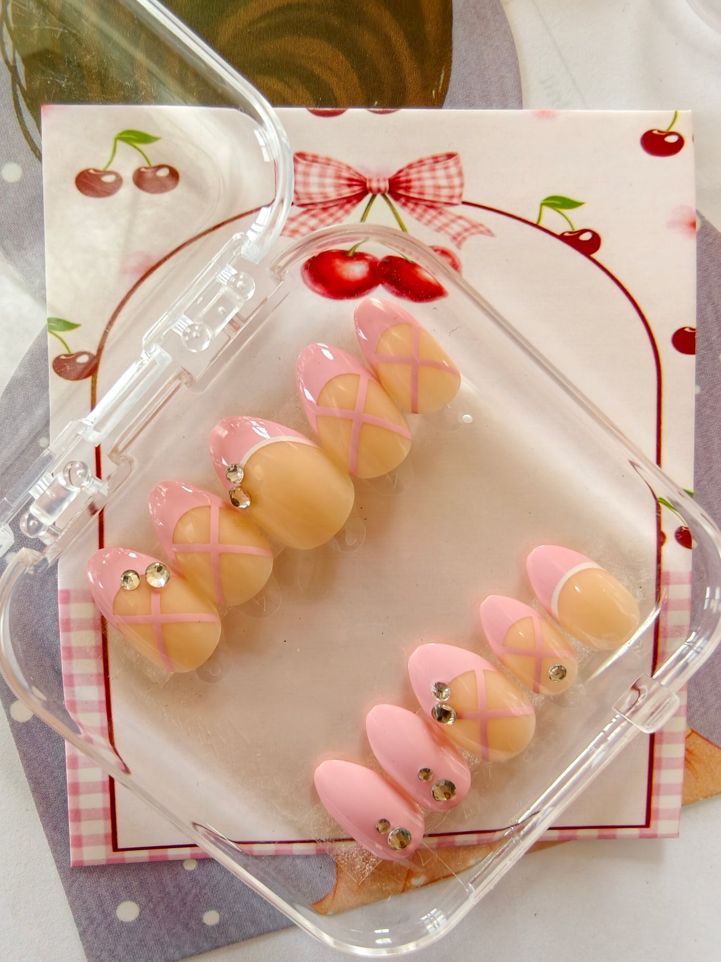 Barbie French- Handmade 12pcs Nail set with Application kit