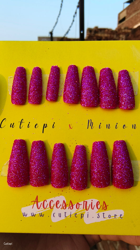 Lavender Luxe - 24pcs Full Glitter Light Purple Rectangular Nails