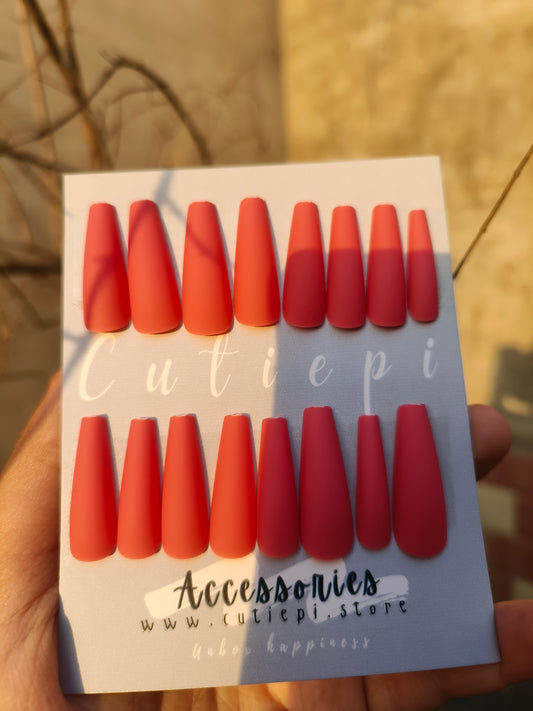 Peach Blush Matte Nail Set – 24pcs with Kit