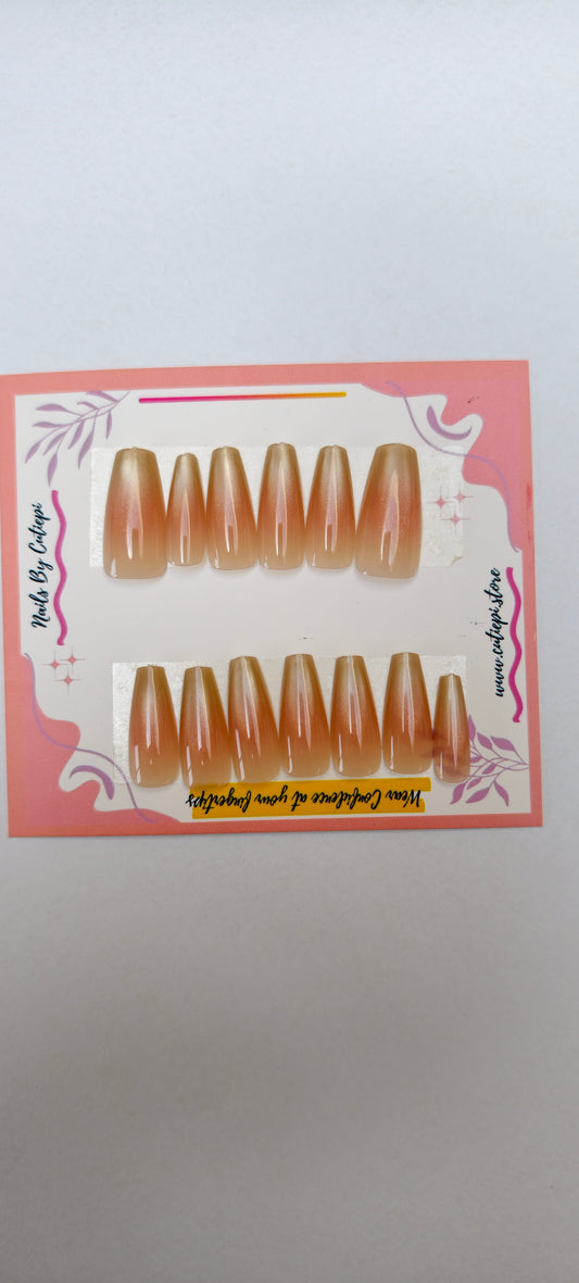 Glam Shine-15pcs long cat eye nails with application kit
