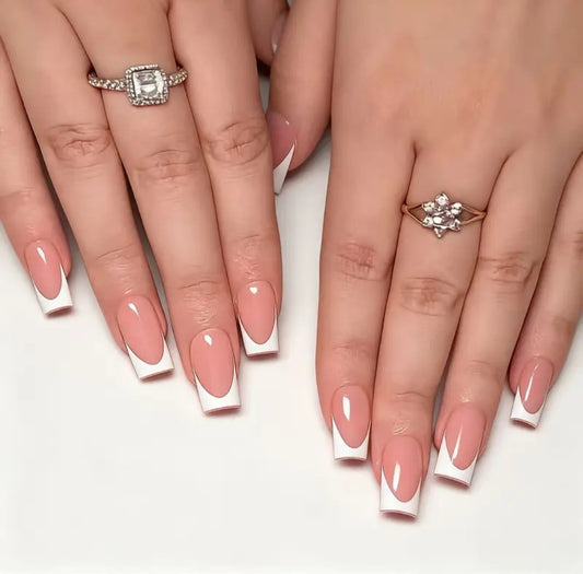 Shine French - Glossy Long Nails 24 pcs with application kit