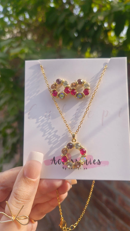 🌸 Chic Floral Jewelry Set - Necklace & Earrings