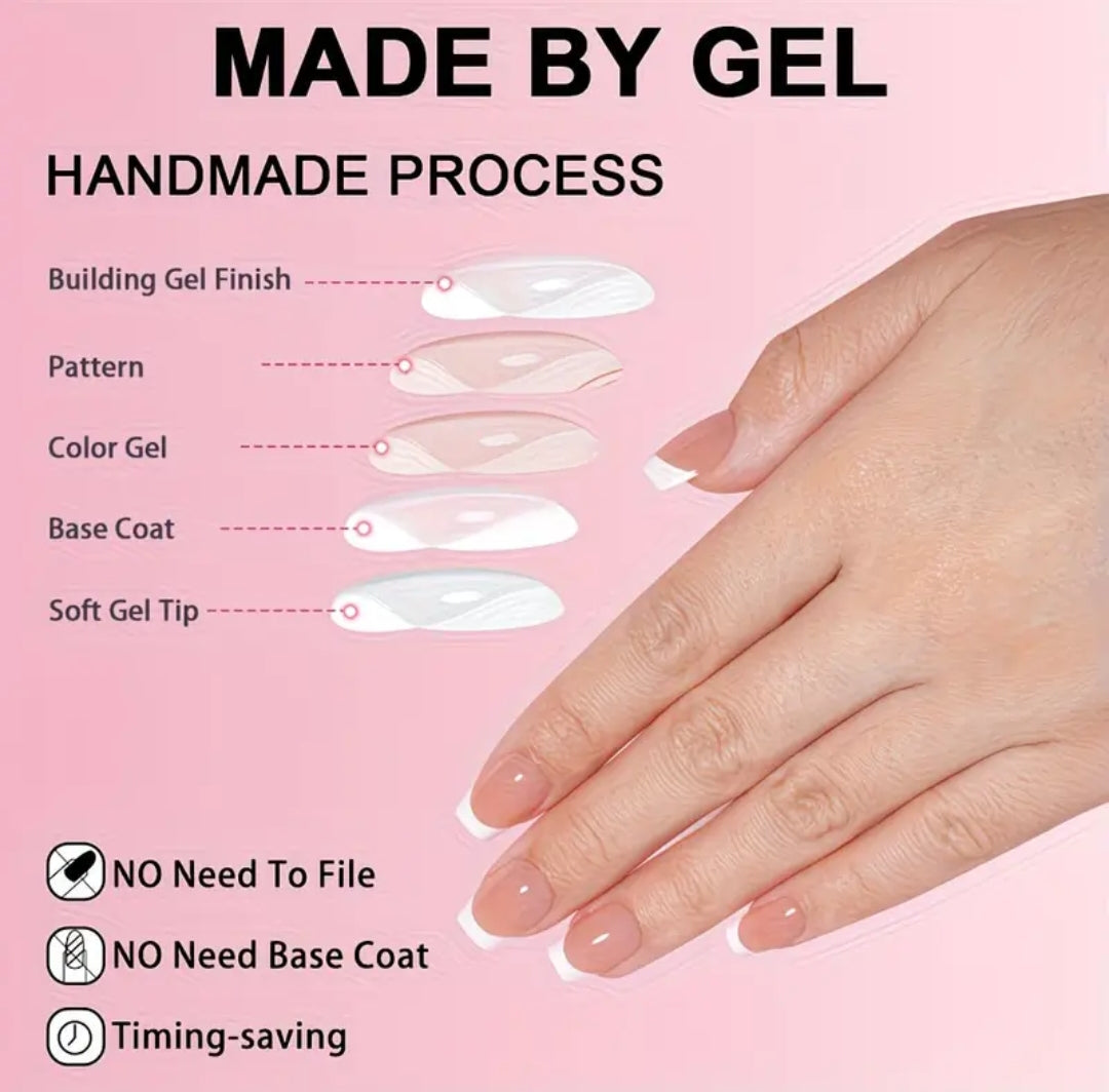 Ombre French-20pcs Premium Gel Nails with Application kit (Best Seller)