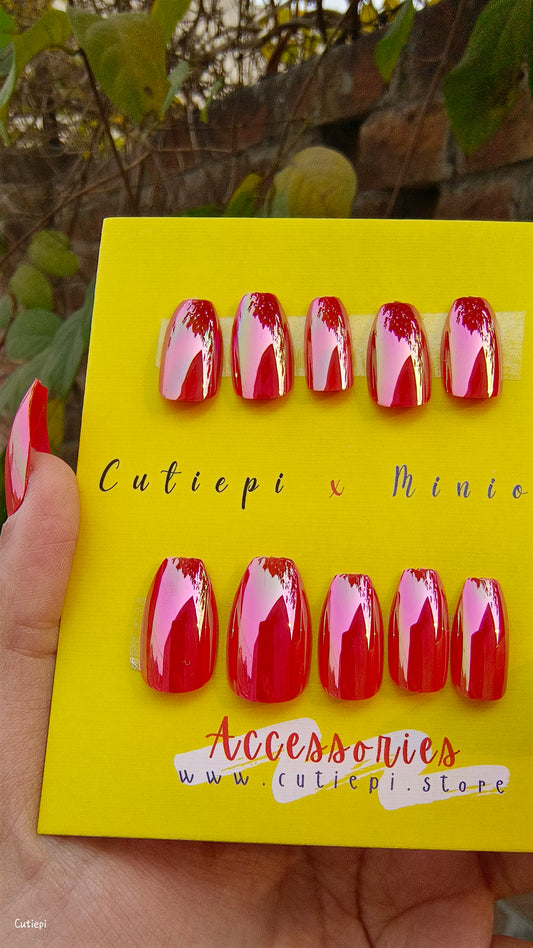 Scarlet Shine – 24pcs Red Glossy Nails
