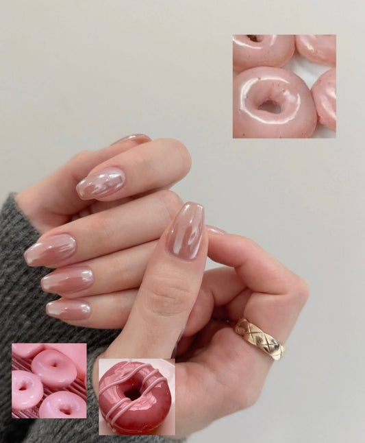 Glazed Donut- Premium Gel Nails with Application Kit (Eid Special)
