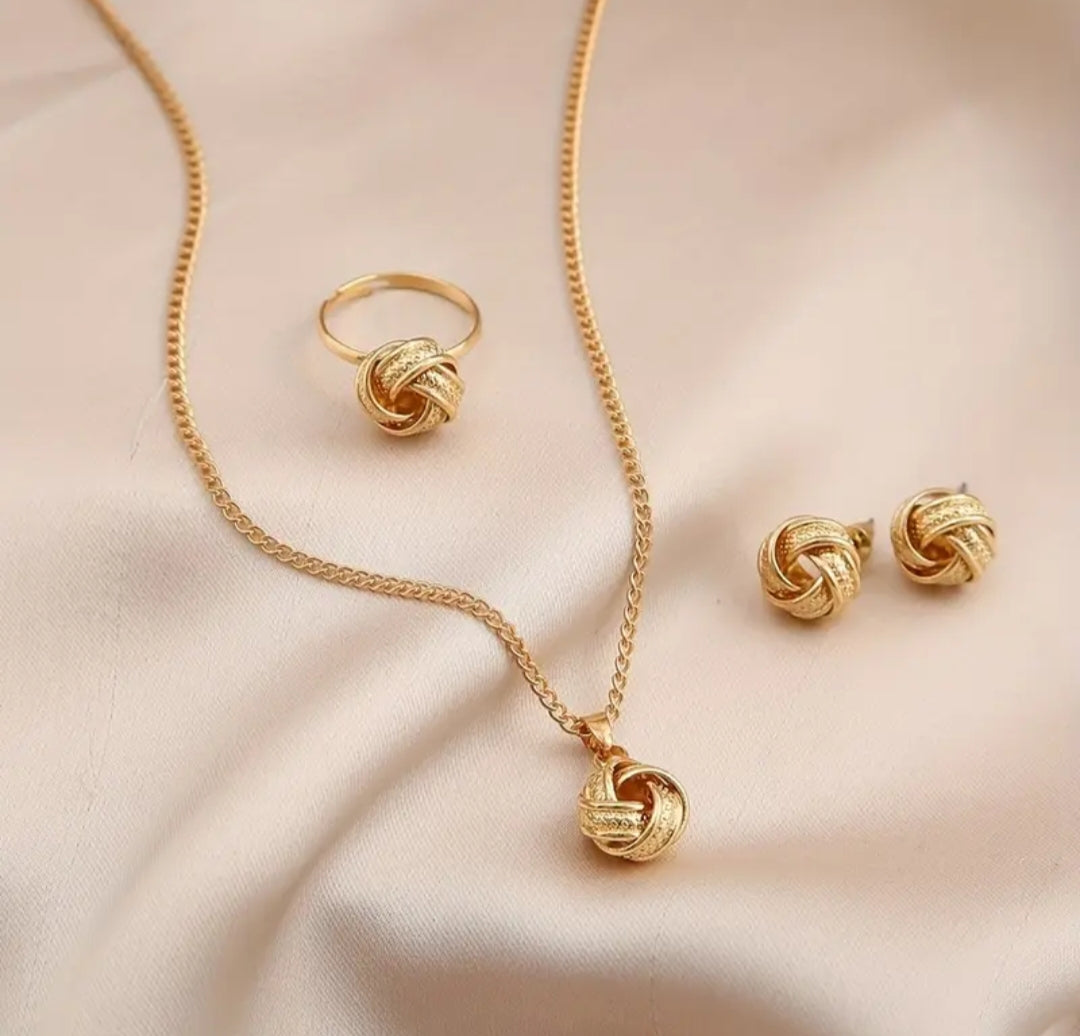 Boho 3D Twist Jewelry- 4pcs set (Gold Plated)