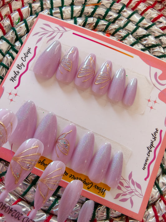 Lilac Beauty - Premium 3d Handmade Nails with Application kit