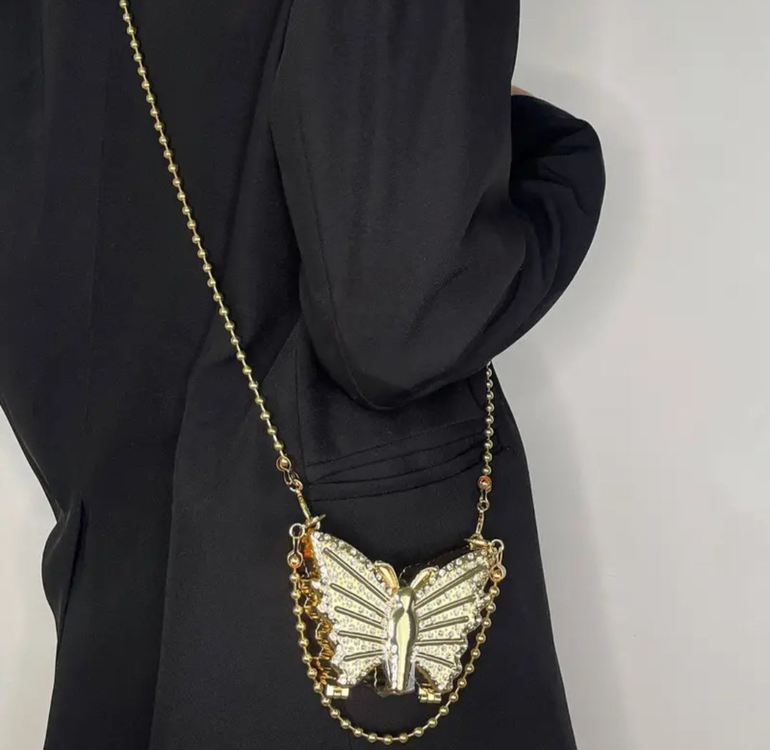 Metallic Butterfly Clutch