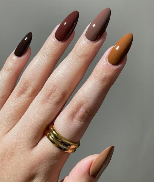 Espresso Glow | 24pcs Glossy Square Nails with Application Kit