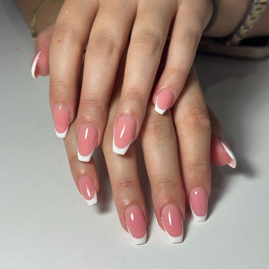 Pink French- 15pcs Gel Nails with Application Kit