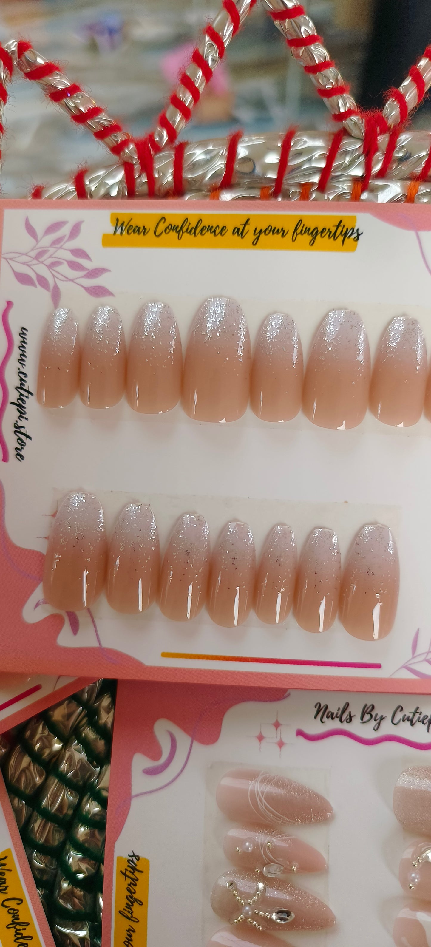 Wedding Ready- 24pcs Premium shimmery nails with application kit