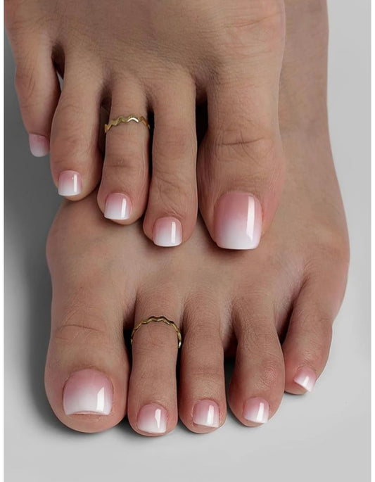 Gradient French Tip Press-On Nail Set (24 Pcs)" soft pink