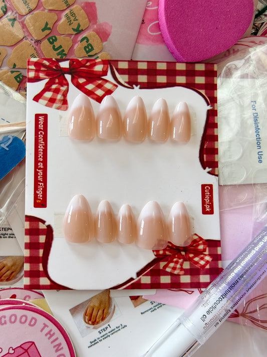 Realistic French (Mini)- 24pcs Nails with Application Kit-Best Seller