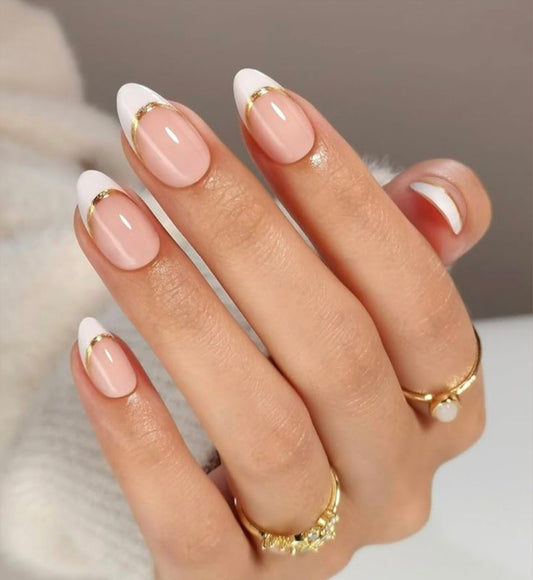 Glam French-20pcs Nails with Application Kit (Best selling)