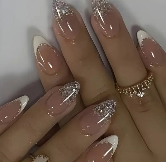 Shimmery French-24pcs Best Seller Nails with Application Kit