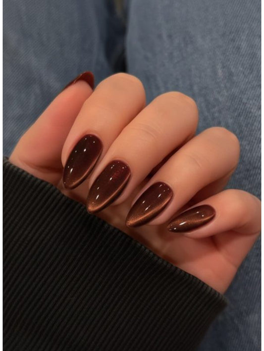 Coffee Glaze-30pcs Premium Cat eye Nail set with application kit