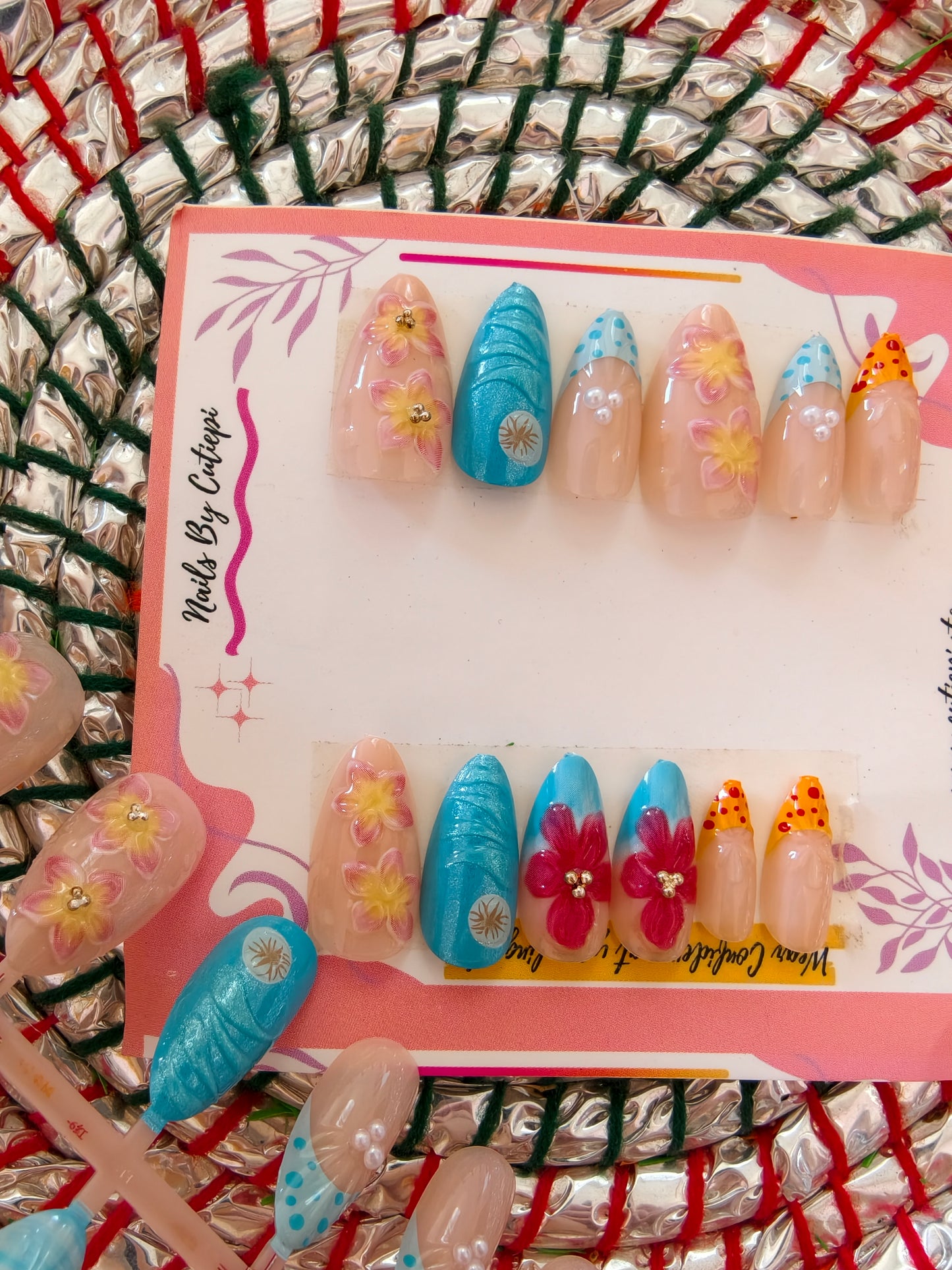 Floral Princess-Premium Handmade Nail set with Application kit