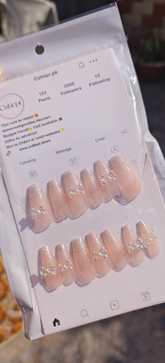 Glitter Bow Elegance – 24pcs with Application Kit