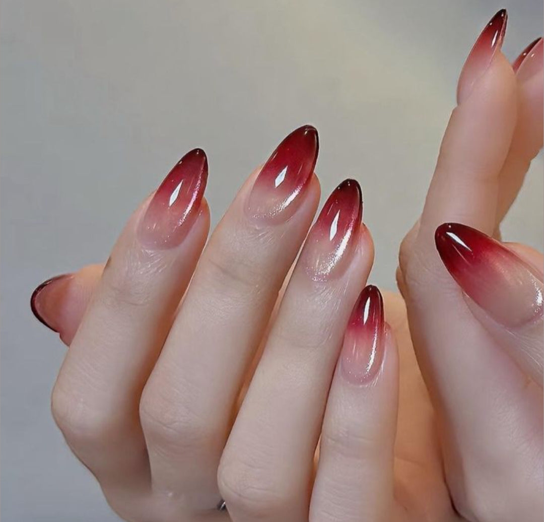 Ruby Noir- Premium Quality Cat eye Nails- 15pcs with application kit