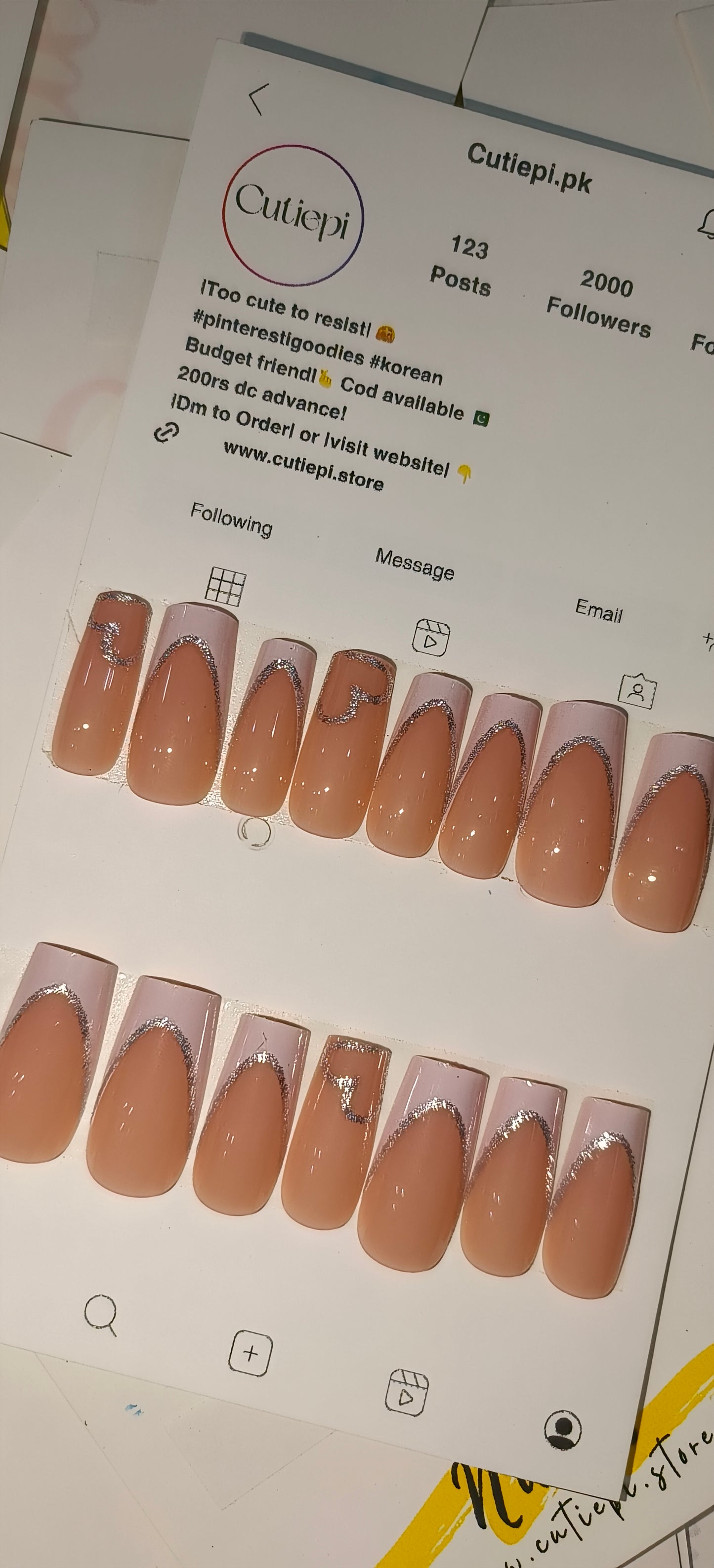 Glitter French Tips- 6 Variants 24pcs with Free application kit