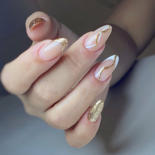 Glitter French- 24pcs With Application kit