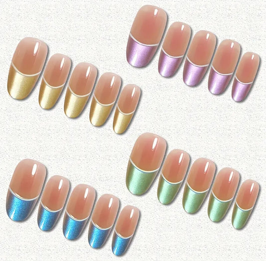 Bridal Nails (For mehndi event) - 10 pcs cat eye nails with application kit