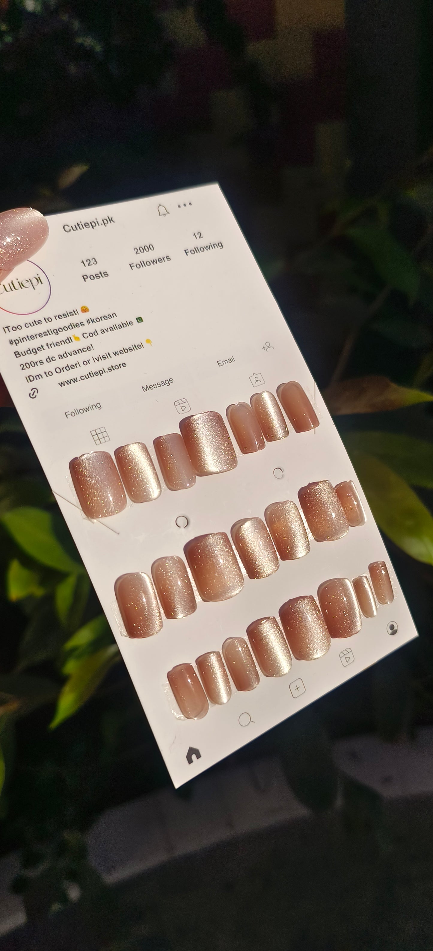 Mocha Glaze – Square Cat Eye Nails (24pcs with Application Kit)