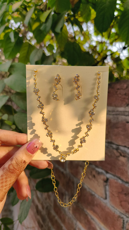 Golden Zircon 3-Piece Necklace Set – Formal Wear Elegance