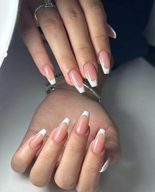 Ombre French-Medium Long Nails with Application Kit