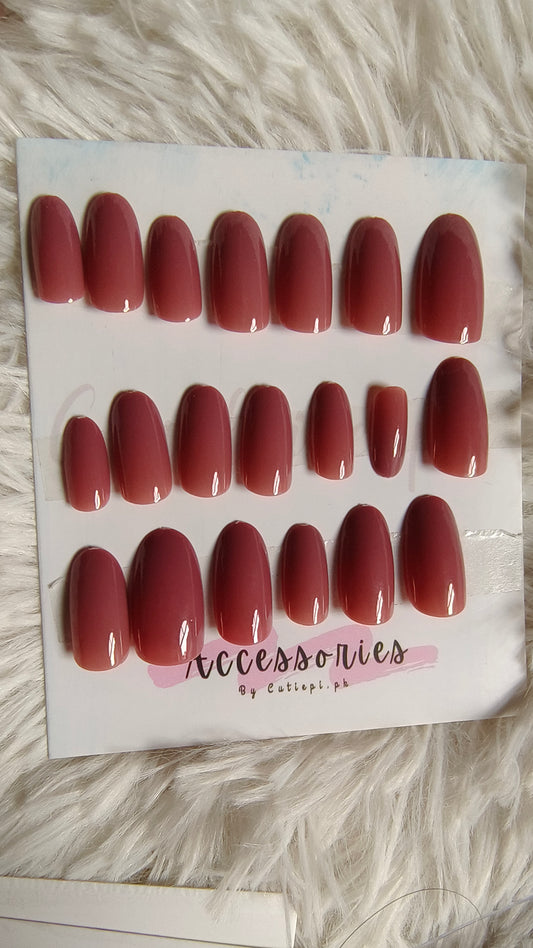 Tea Pink Bliss - 24pcs Plain Press-On Nails with Application Kit