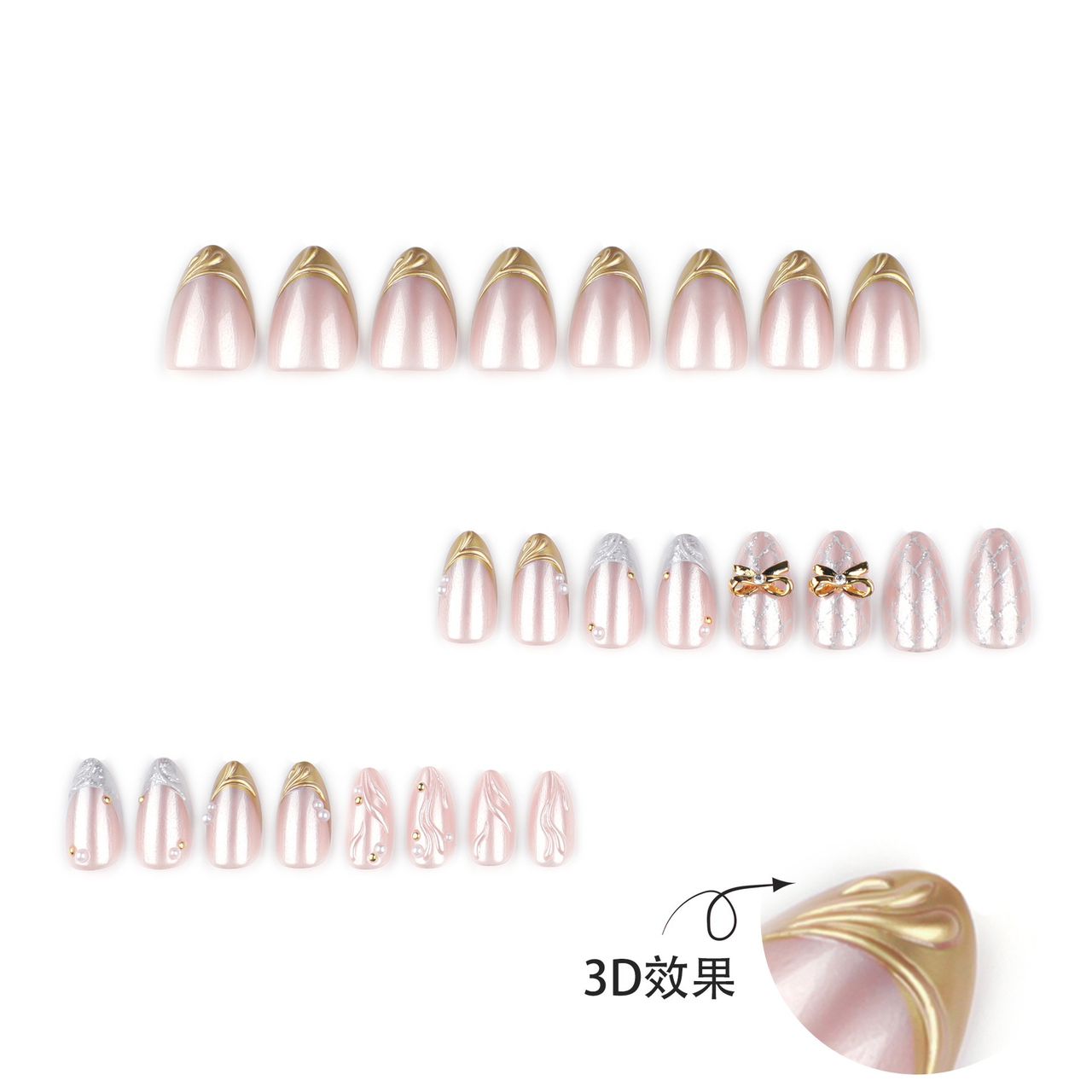 Chrismatic Gold-Handmade 3d Nails with Application Kit (Luxury Edition)