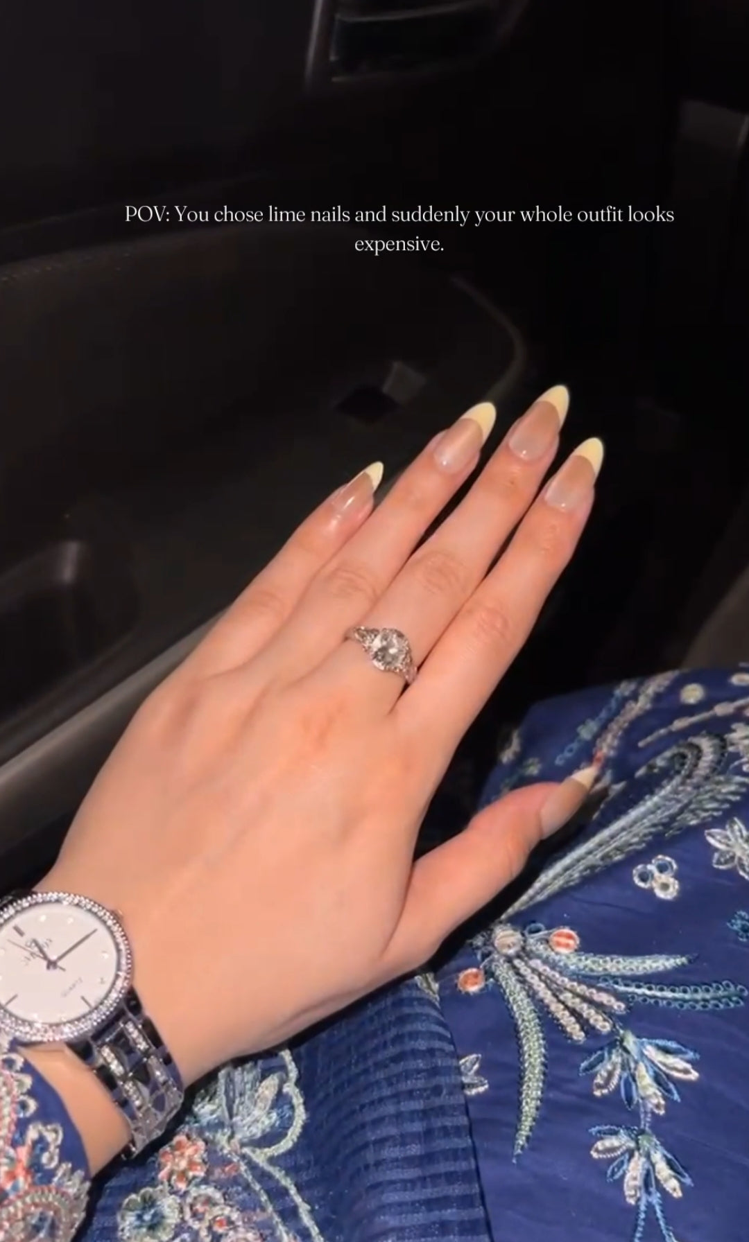 Unique French-Premium Lime Cat eye Nails with Application Kit (Eid Special)