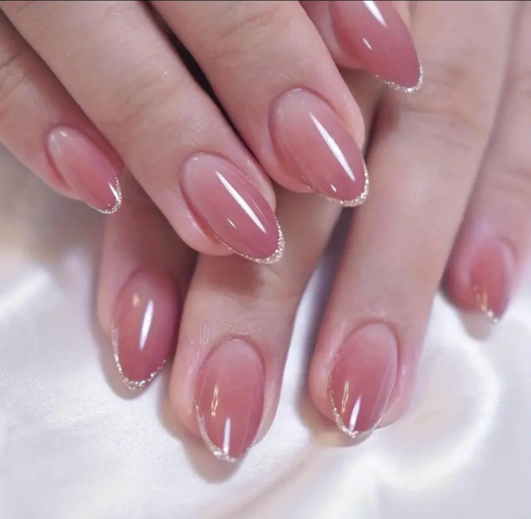 Glitter French-  24pcs Trendy nails with application kit (Best Seller)
