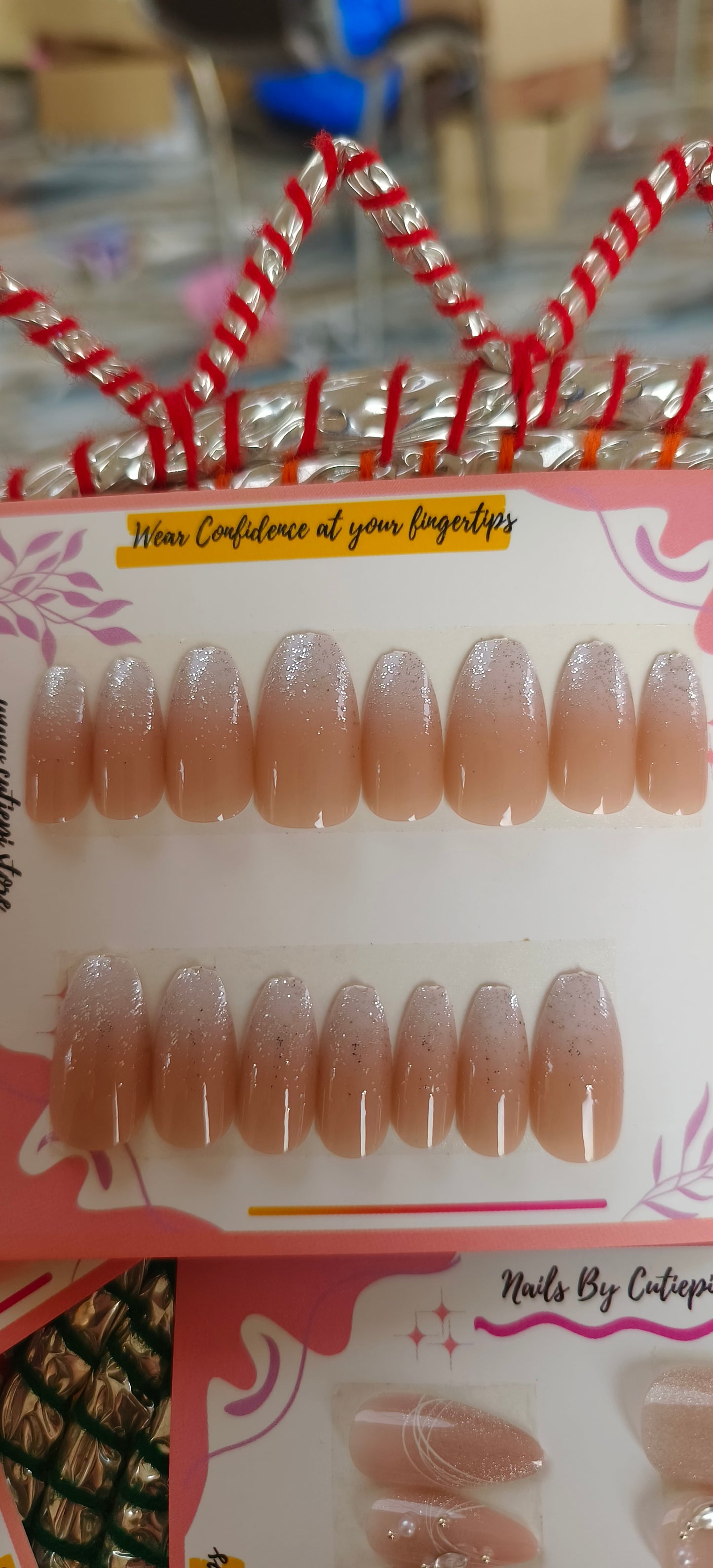 Wedding Ready- 24pcs Premium shimmery nails with application kit