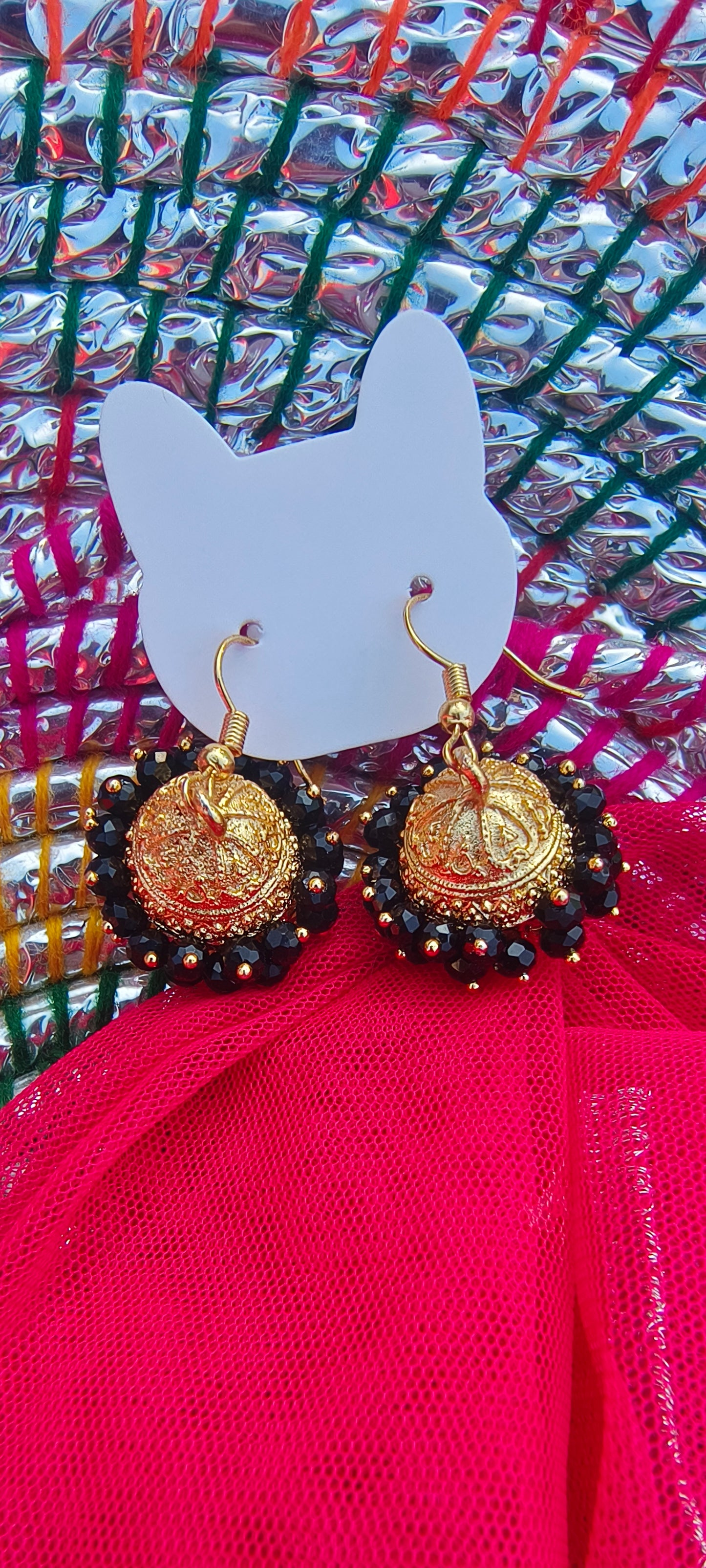 Midnight Elegance Golden Jhumki