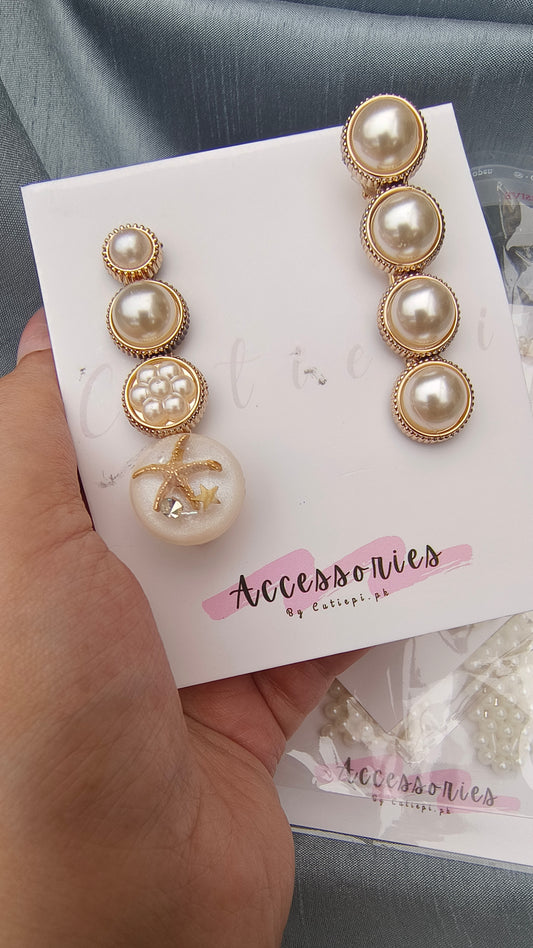 2pcs Metallic Vintage Style Imitation Pearl Hair Claw Clips Set