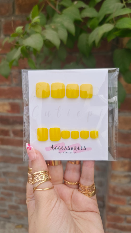 Lemon Yellow Press-On Toenails – Glossy & Chic for Every Occasion